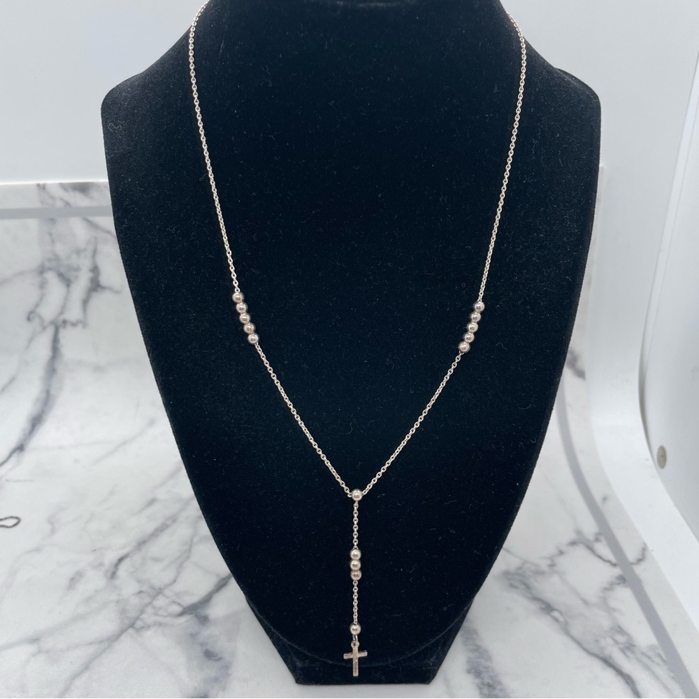 Crucifix Cross Lariat Necklace Marked 999 Talleres San Jose Ecuador Religious